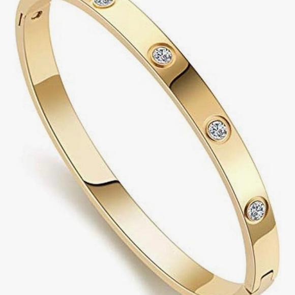 Womens Hinged Crystal Bangle Bracelet With Cubic Zirconia - Picture 10 of 10